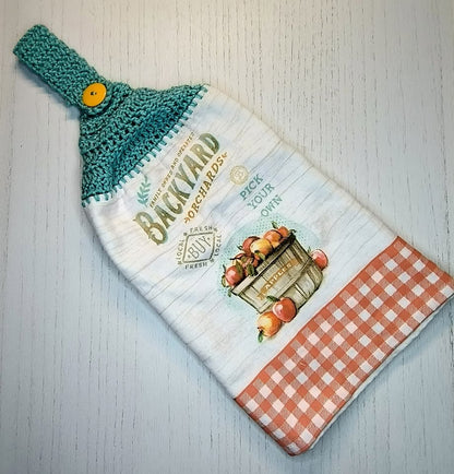 Handmade Crochet Top Apple Orchard Hanging Kitchen Towel