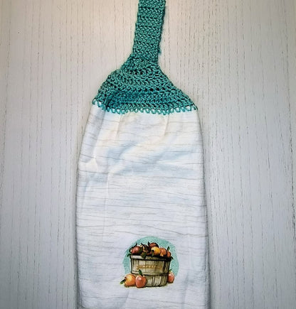 Handmade Crochet Top Apple Orchard Hanging Kitchen Towel