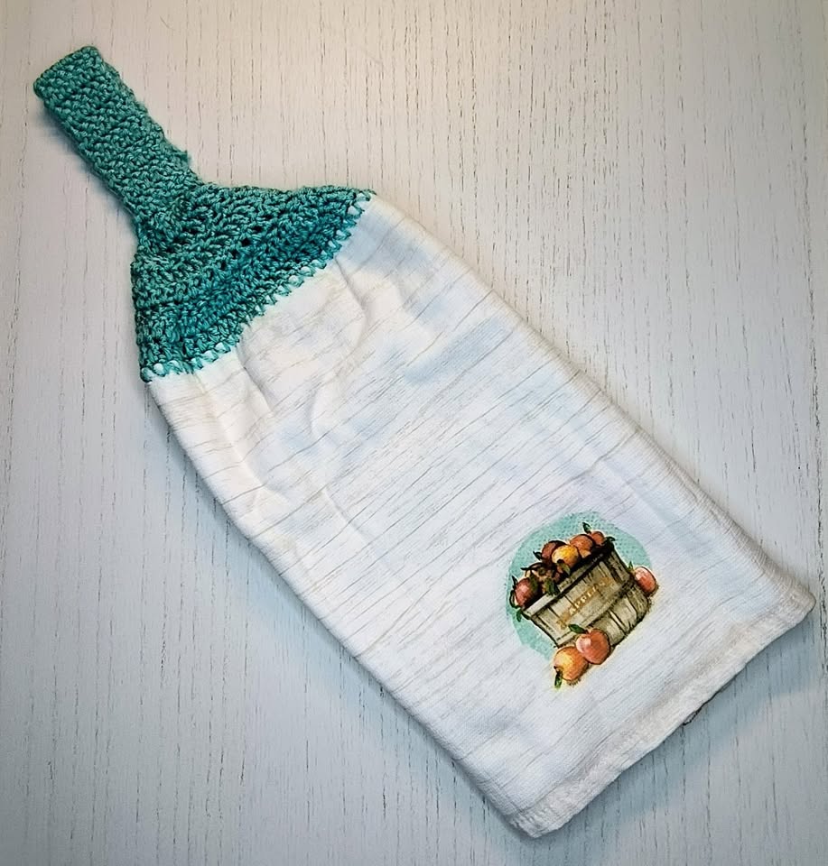 Handmade Crochet Top Apple Orchard Hanging Kitchen Towel