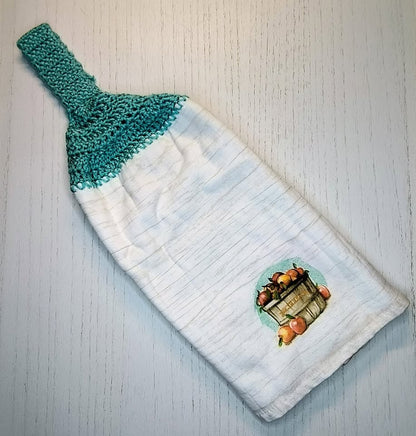 Handmade Crochet Top Apple Orchard Hanging Kitchen Towel