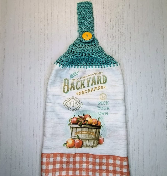 Handmade Crochet Top Apple Orchard Hanging Kitchen Towel