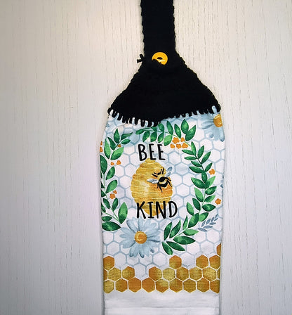 Bee Kind Honeybee Hanging Half Kitchen Towel