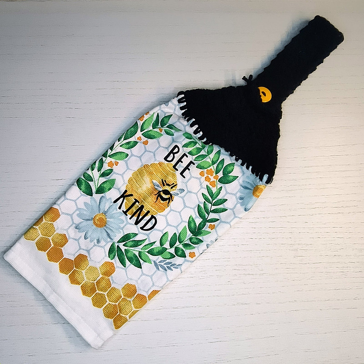 Bee Kind Honeybee Hanging Half Kitchen Towel
